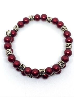Red and Silver Adjustable Wrap Bracelet